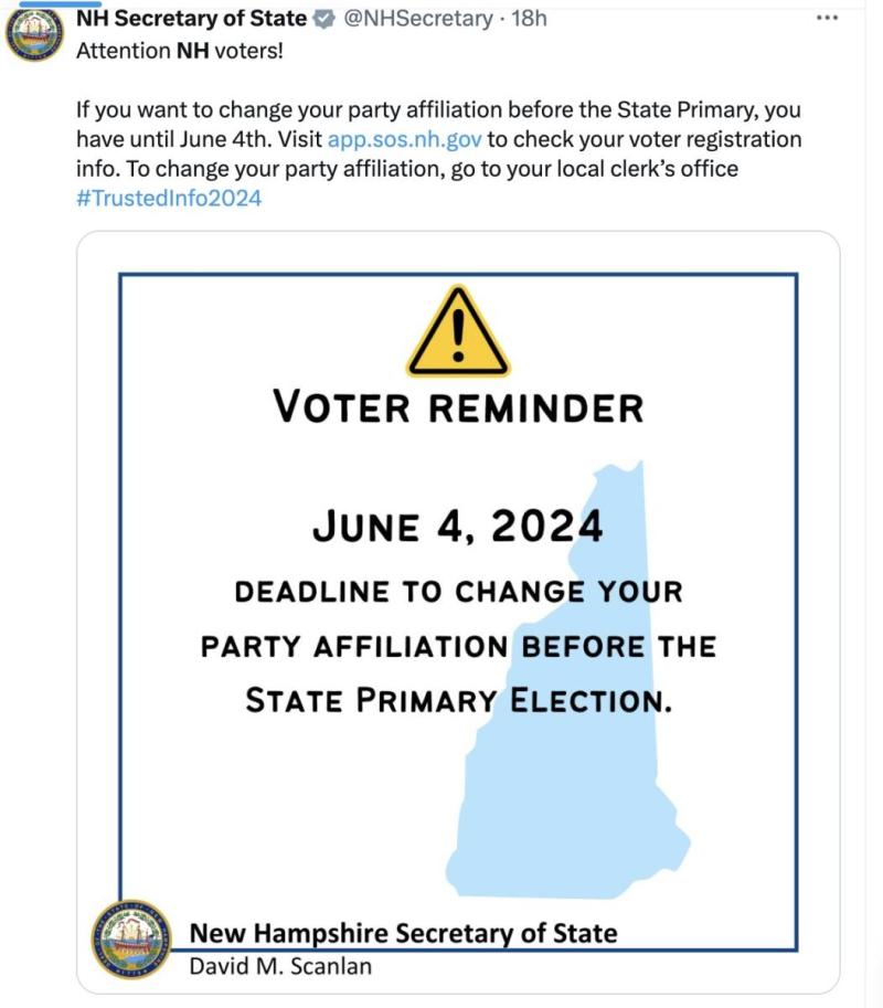 change party affiliation for September 2024 primary