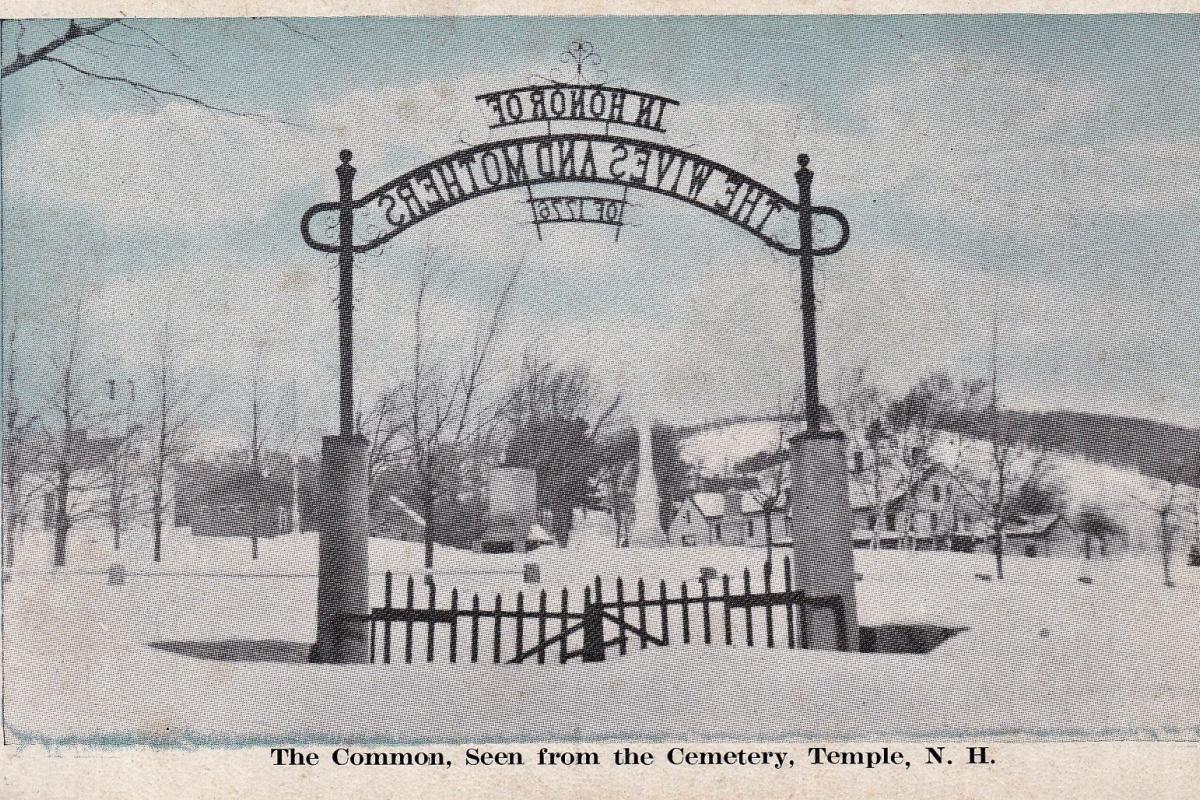 View of the Common from the Cemetery highlighting the iron gate